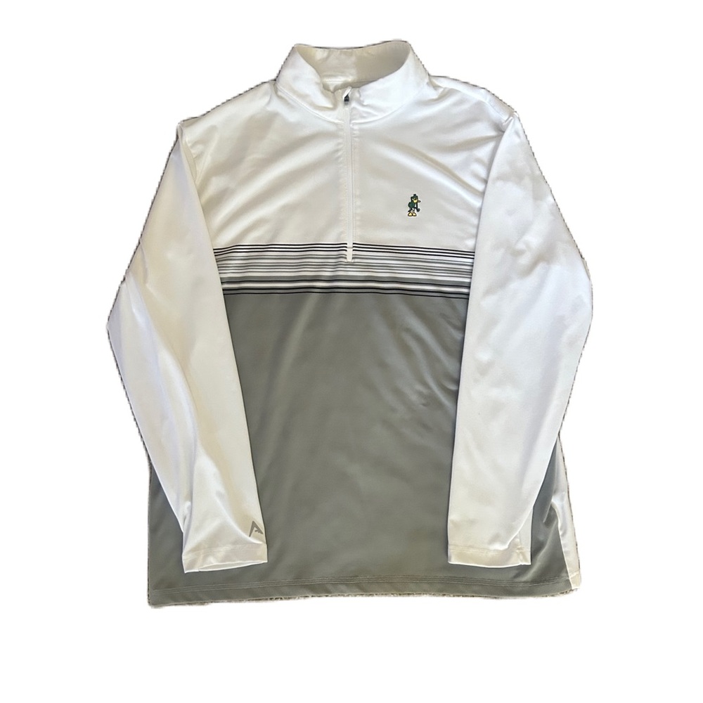 Antigua Men's Bender 1/4-Zip Golf Performance Pullover W/ Duck, XL White/Gray - Picture 2 of 8